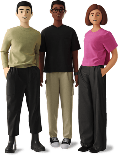 3D illustration of a diverse group of people
